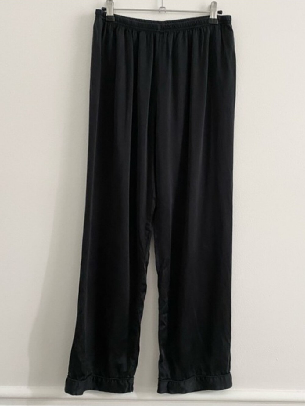 Texere Silk Hand Painted 100% Silk Black Pajama Set Shirt & Pants Medium - Picture 4 of 9